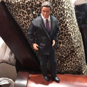 Great Vintage “Totally Cool” Ken Barbie Doll Black Suit, Purple Tie, Black Shoes